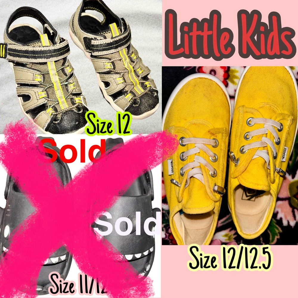 Kids Size 12 Casual Sneakers & Activewear Trail Sandals / Water Shoes